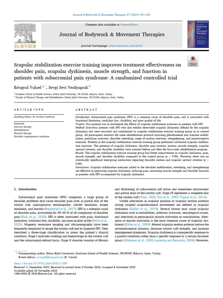 SPS and Scapular Estabilization Training | PDF | Shoulder | Limbs (Anatomy)