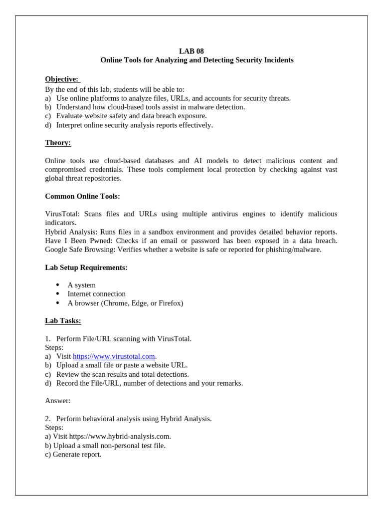 Lab 08 | PDF | Malware | Security