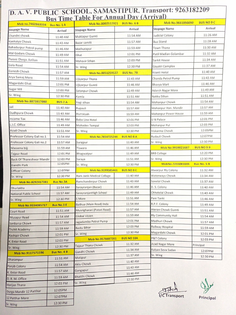 Bus Time Table For Annual Day 10-Feb-2026 15-02-49 | PDF