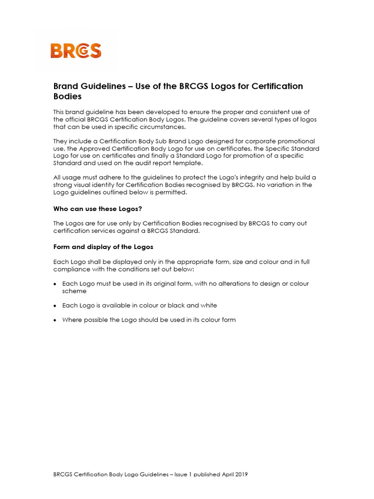 Brcgs Brand Guidelines For Certification Bodies Final Version | PDF ...