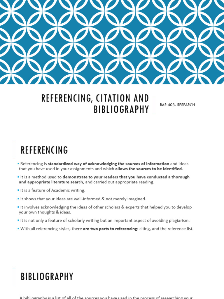 Referencing, Citation and Bibliography | PDF | Citation | Human ...