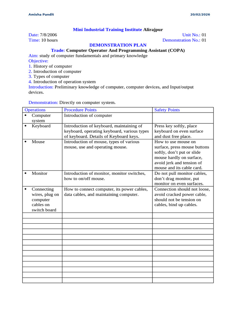 Demonstration Plan | PDF | Computer Keyboard | Electronics