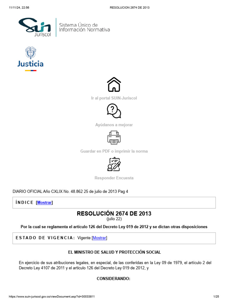 Resolución 2674 2013 | PDF | Alimentos | Seguridad alimenticia