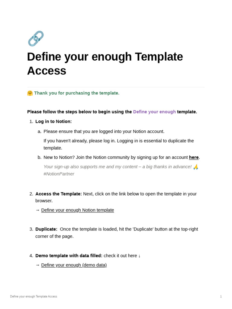 Define Your Enough Template Access | PDF