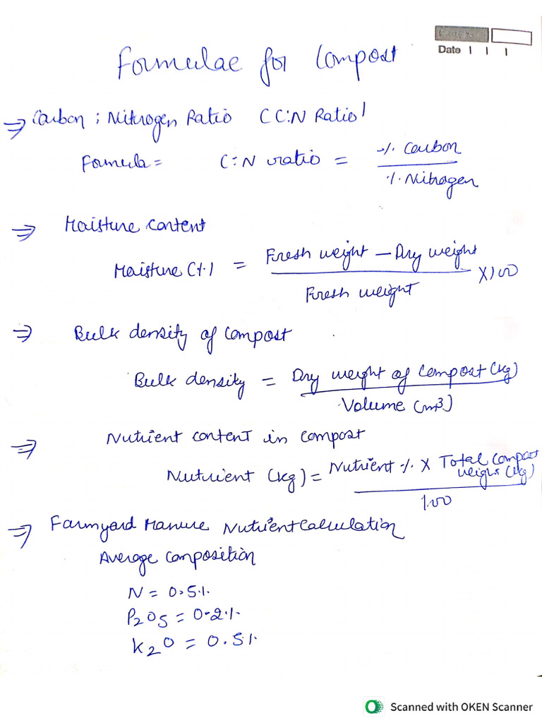Different Formulae For Compost | PDF