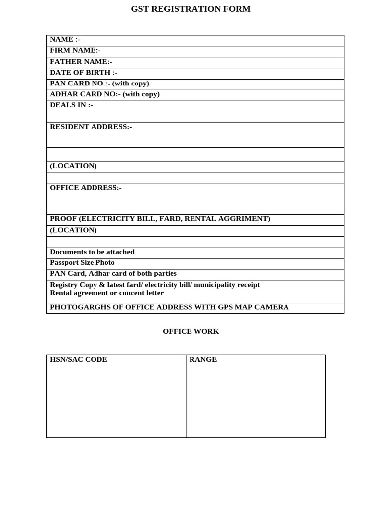 GST Registration Form | PDF