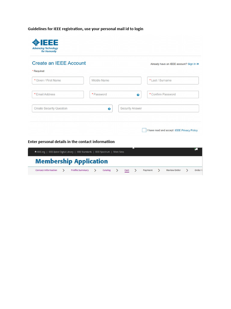 Guidelines For IEEE Registration | PDF