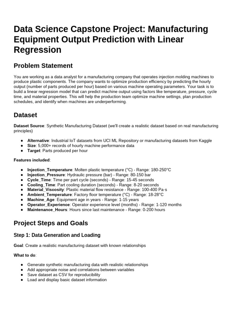 Data Science Capstone Project - Manufacturing Equipment Output ...