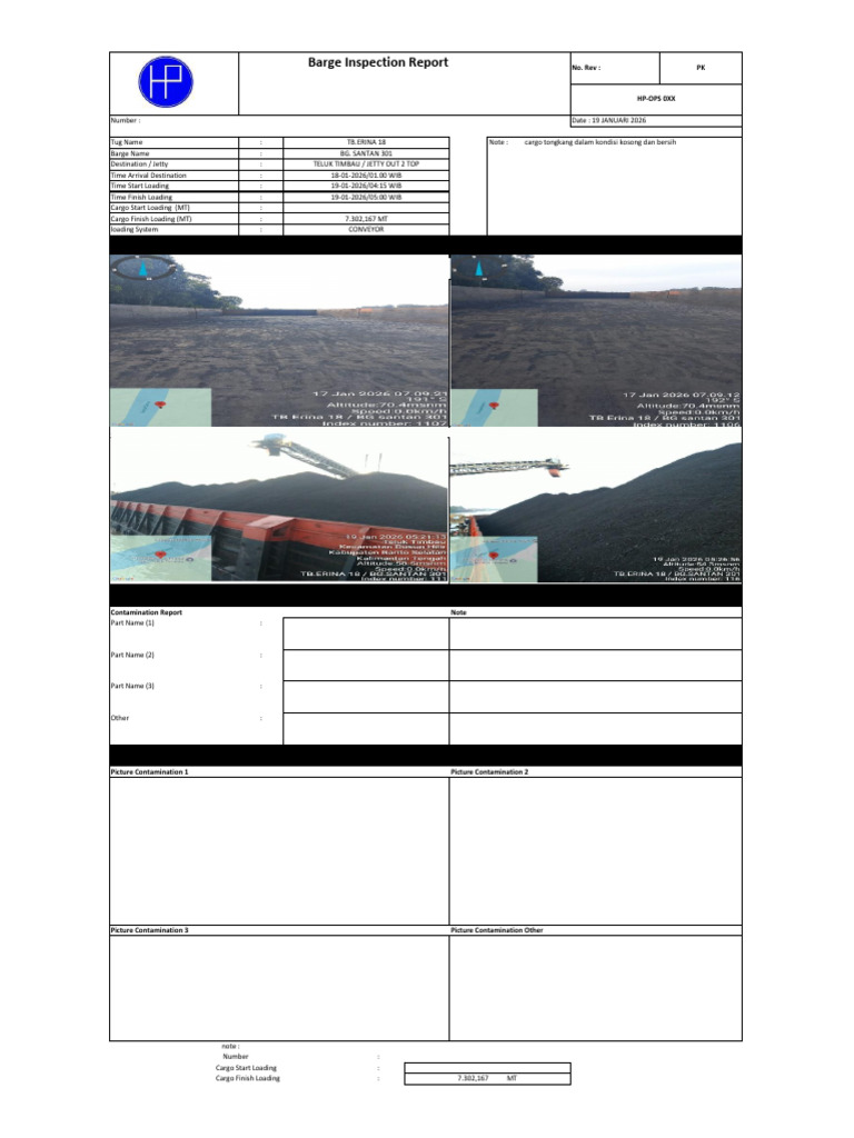 Barge Inspection Report (Jetty 1 Pamatop) Trip 4 | PDF | Shipping ...