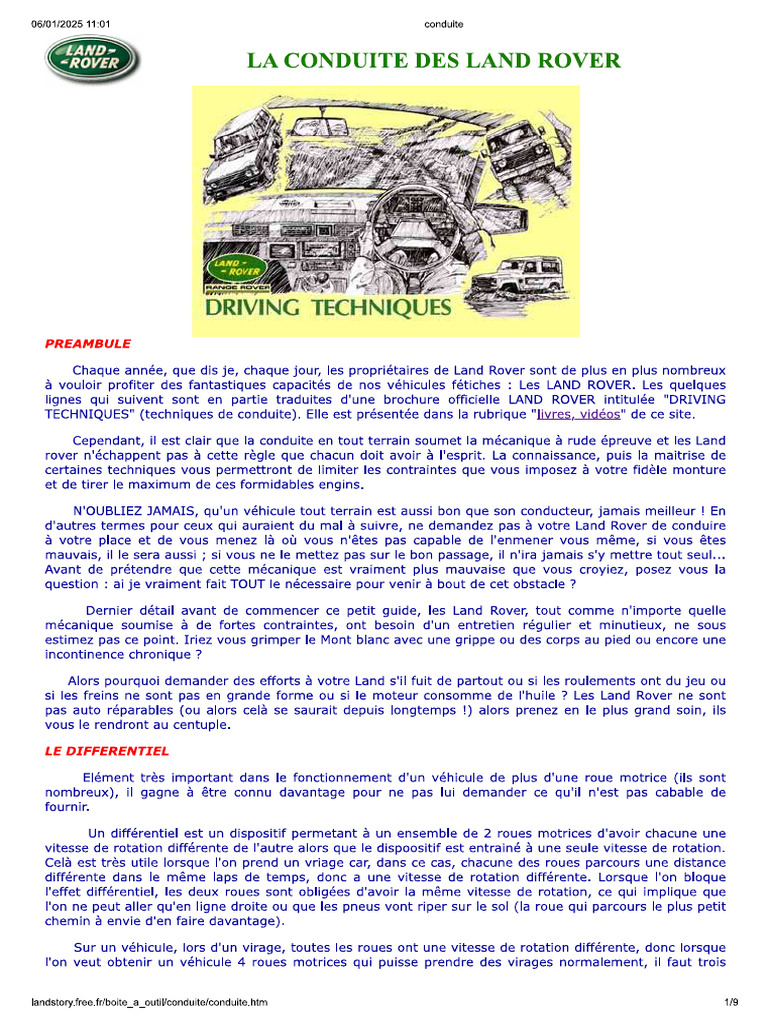 La Conduite Des Land Rover | PDF