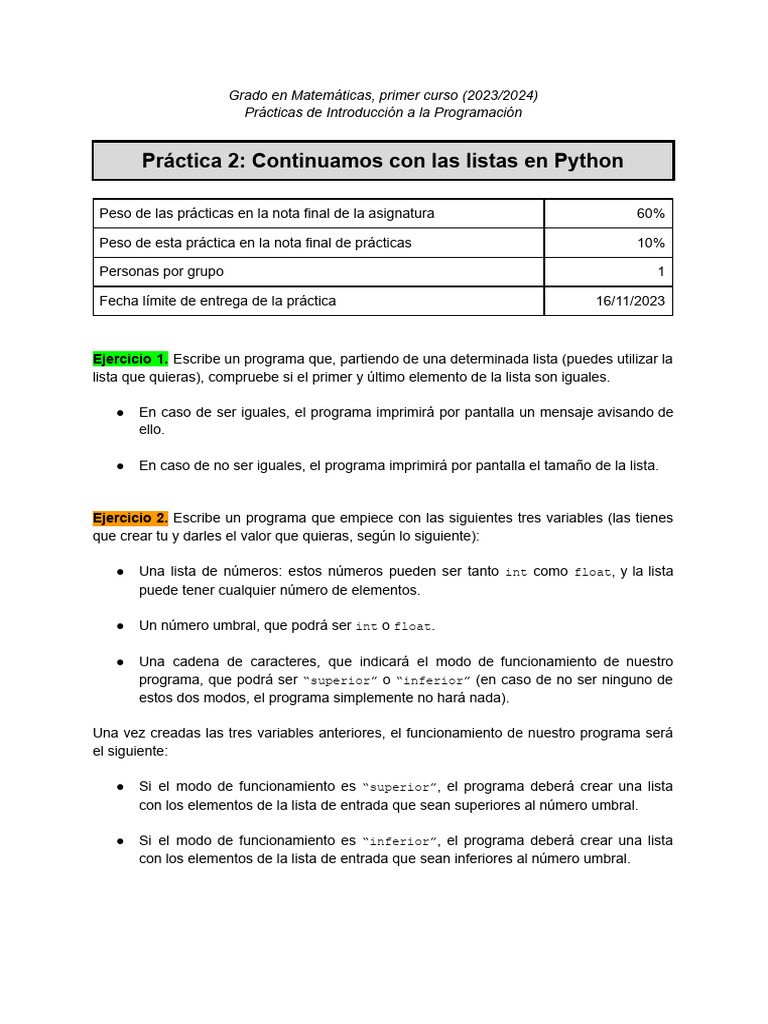 Práctica 2 | PDF | Python (lenguaje de programación) | Ciencias de la ...