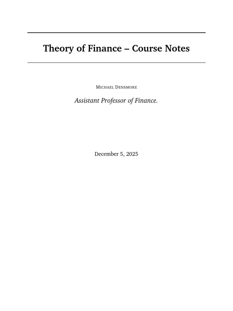 Theory of Finance Notes | PDF | Function (Mathematics) | Set (Mathematics)