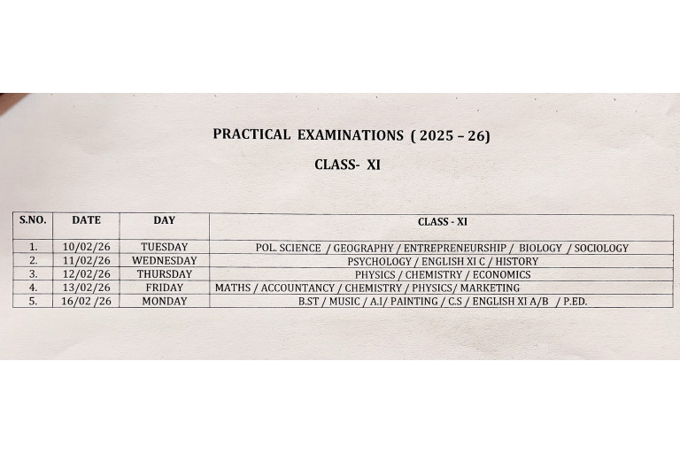 Practical Examination Datesheet XI 2025-26 | PDF