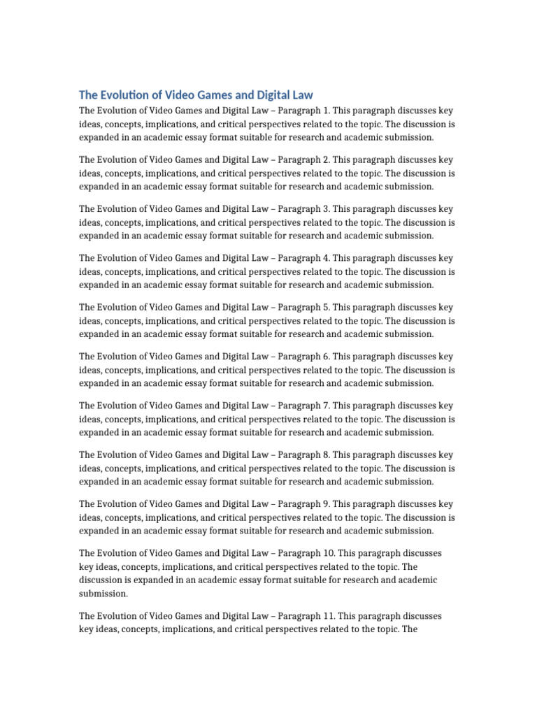 Essay 3 The Evolution of Video Games and Digital Law | PDF | Essays ...