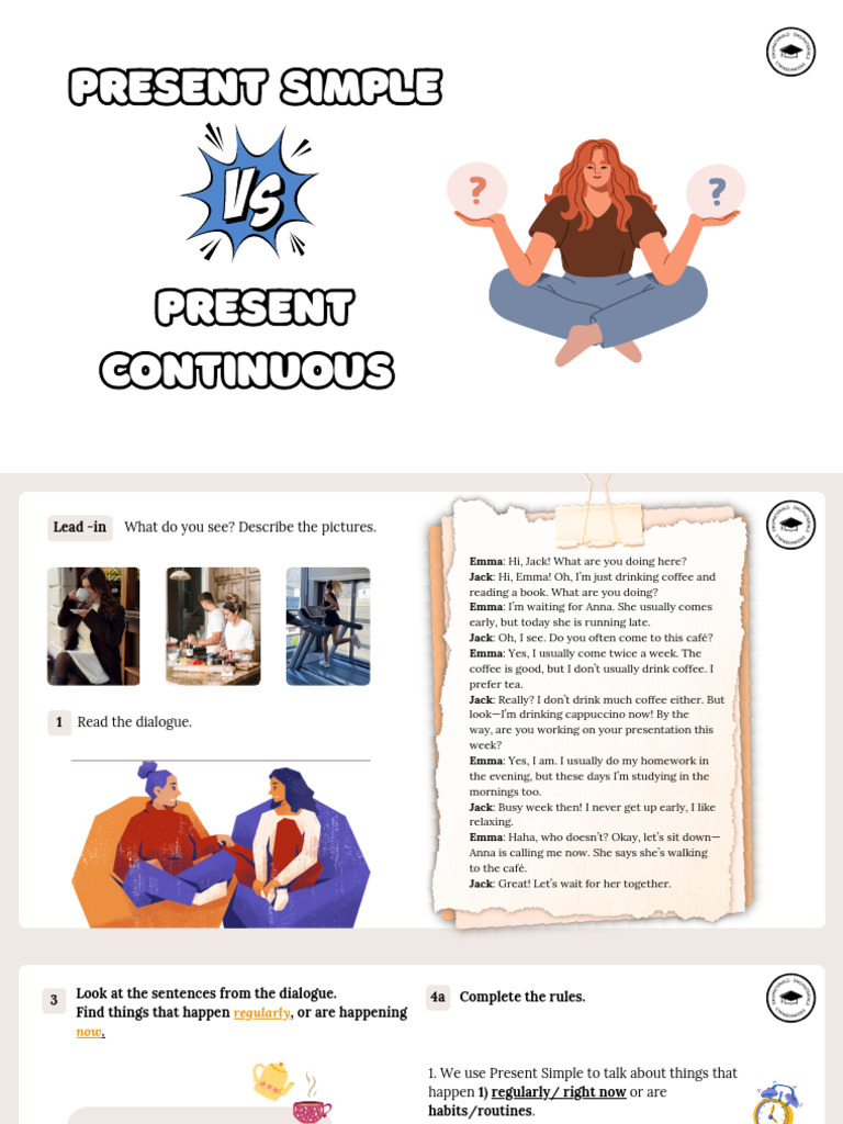 ENGMATERIALS Present Simple vs. Present Continuous (Full Lesson) | PDF ...