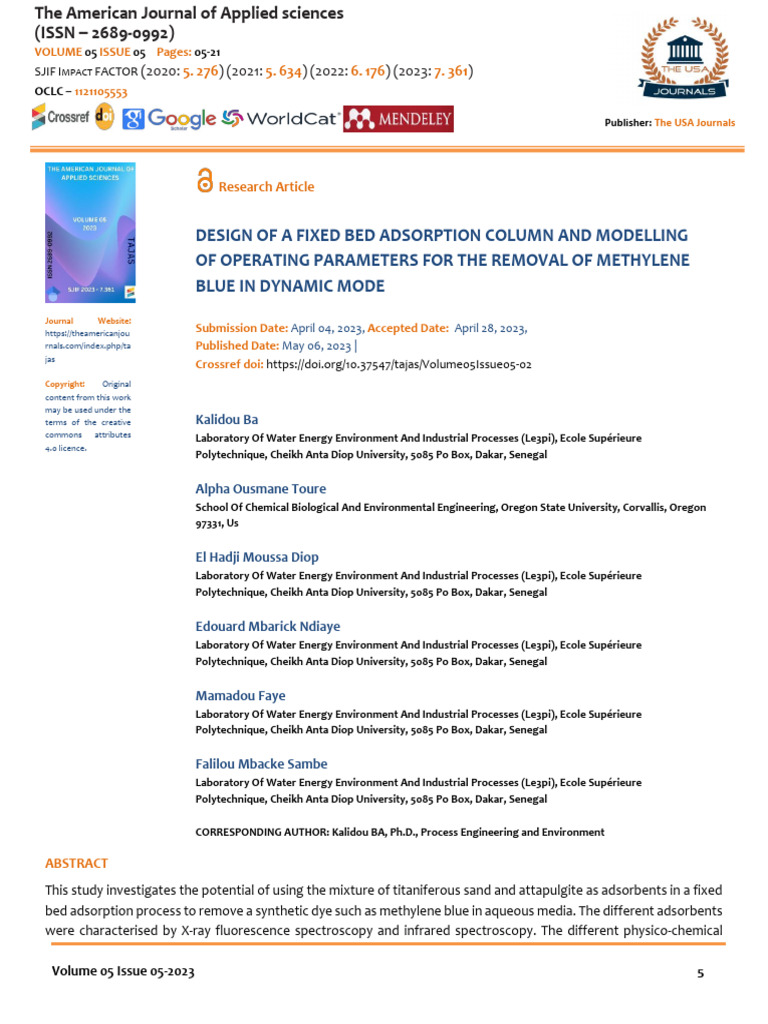 Design of A Fixed Bed Adsorption Column | PDF | Adsorption | Titanium