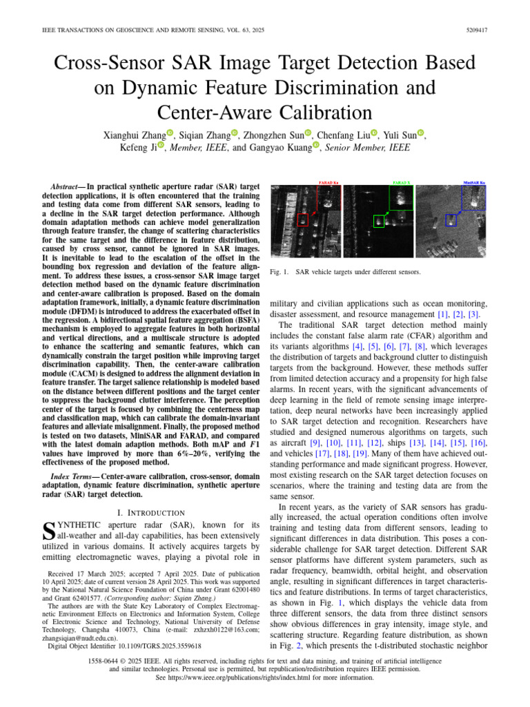 Cross-Sensor SAR Image Target Detection Based On Dynamic Feature ...