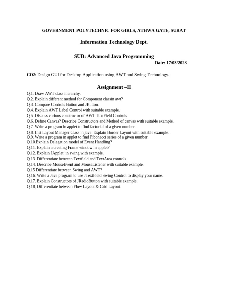 Asignment AJP Unit 2 | PDF