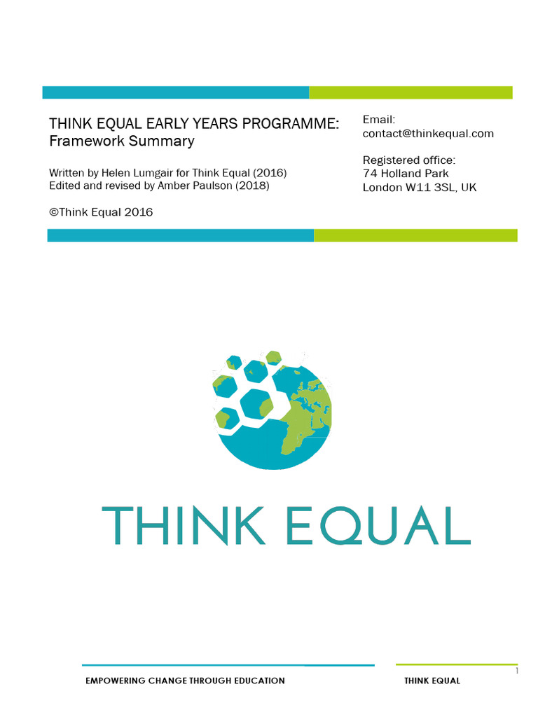 THINK EQUAL Early Years Framework Summary - 2020 | PDF | Learning ...