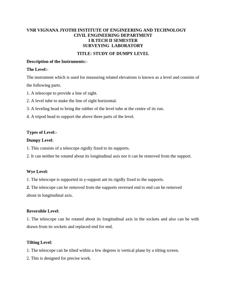 Intro To Dumpy Level | PDF