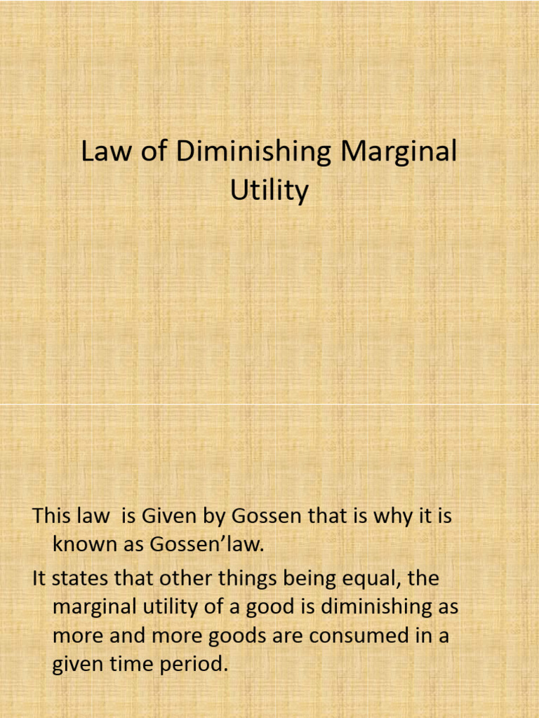 Law of Diminishing Marginal Utility Ppt-6 | PDF