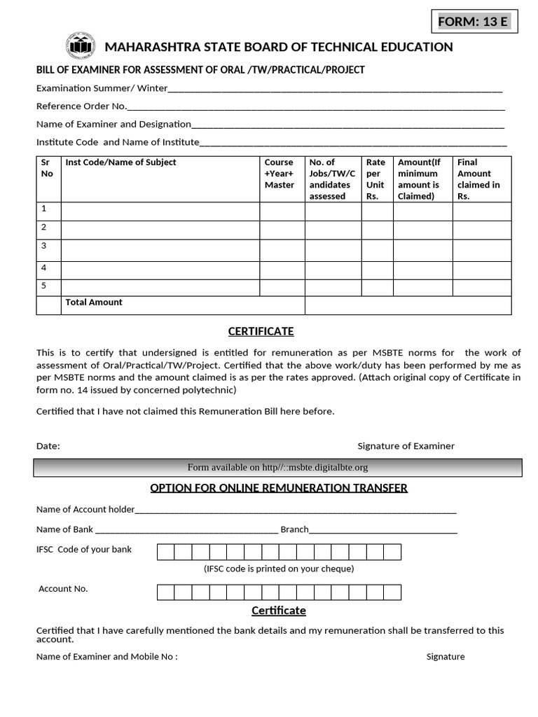 Bill Format (Form No. 13 & 14) | PDF