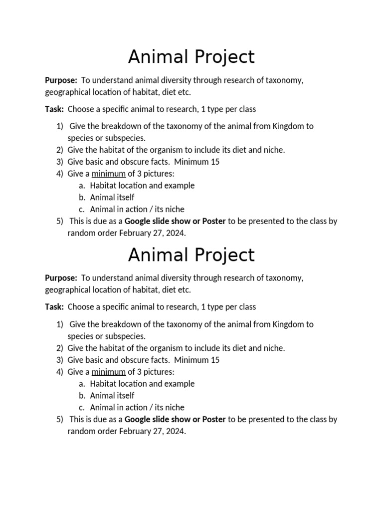 Animal Project | PDF