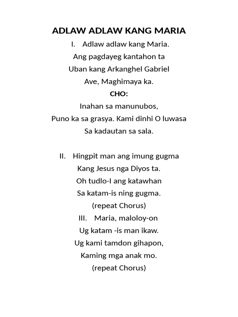 Adlaw Adlaw Kang Maria | PDF