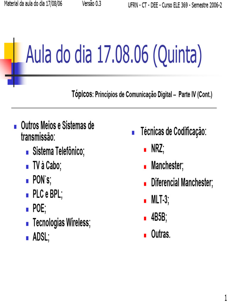Aula5 - ELE 369 - 170806 - d | PDF | Redes de computadores | Protocolos ...