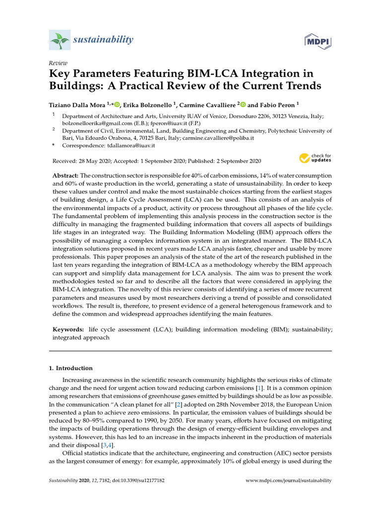 Key Parameters Featuring BIM-LCA Integration in Buildings | PDF | Life ...