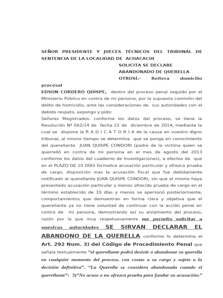 Abandono de Querella | PDF