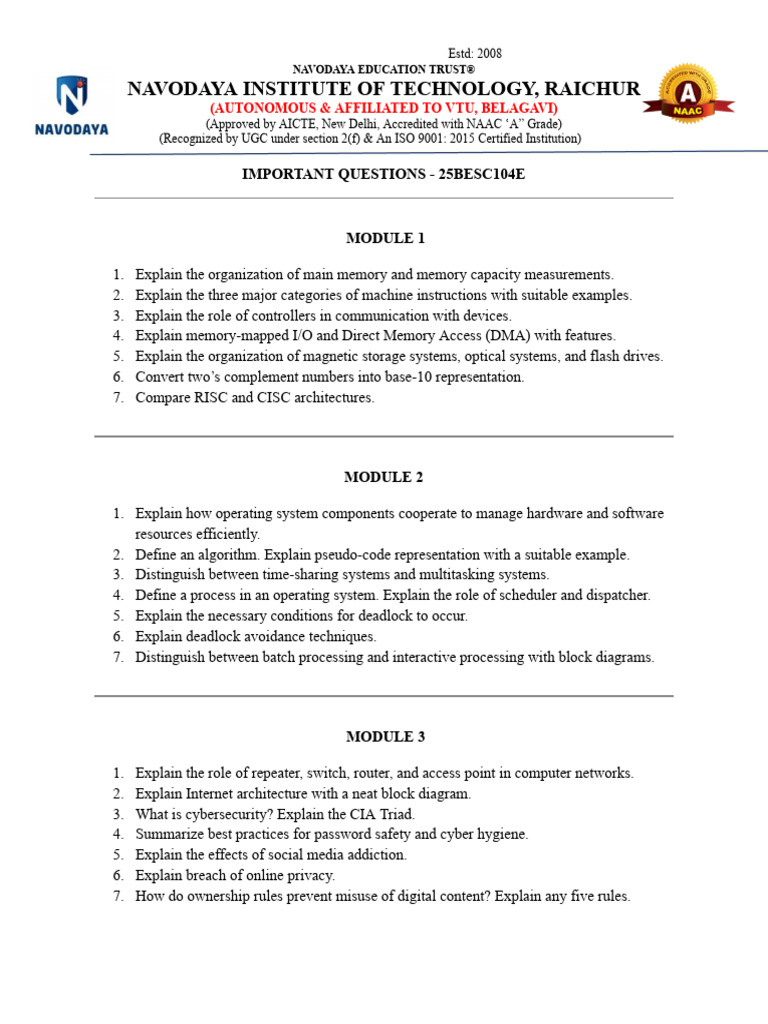 EIT Imp Questions Modulewise | PDF | Operating System | Html