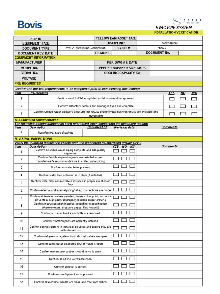 INSTALLATION VERIFICATION FORMAT THREEa | PDF | Valve | Electrical Wiring