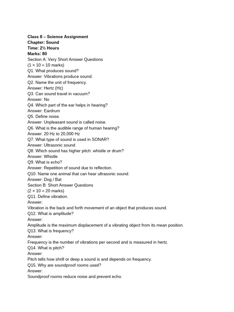 8th Science Assignment - 3 | PDF | Earthquakes | Sound
