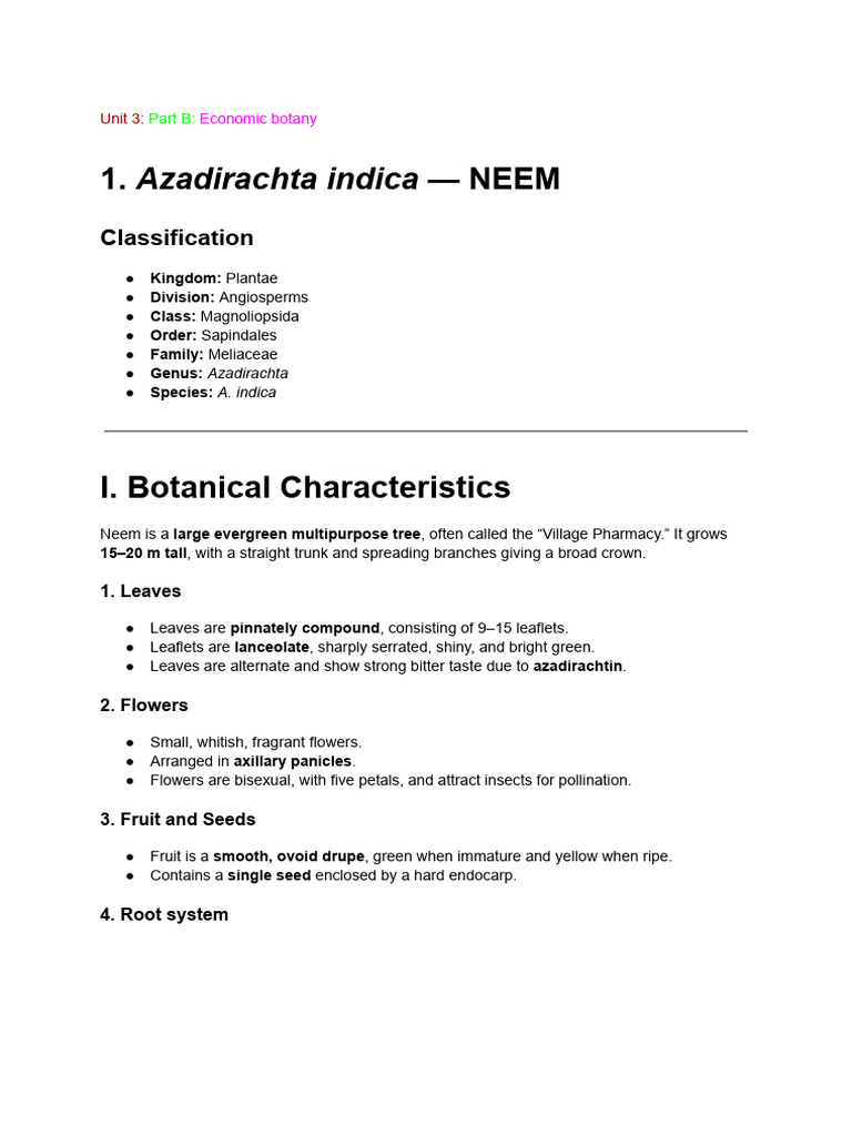 Unit 3 - Part B - Economic Botany | PDF | Ginger | Plants