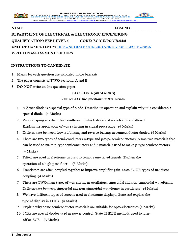 Electronics WRITTEN ASS 1 | PDF | Amplifier | Electronic Oscillator