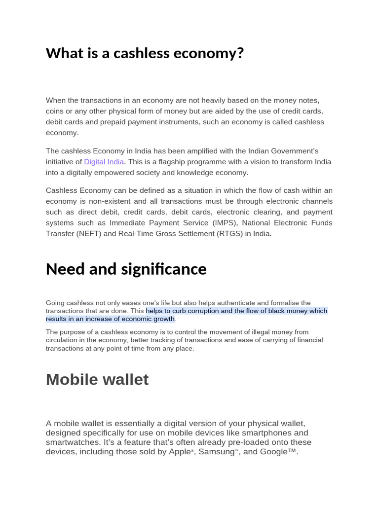 What Is A Cashless Economy | PDF | Banks | Cash