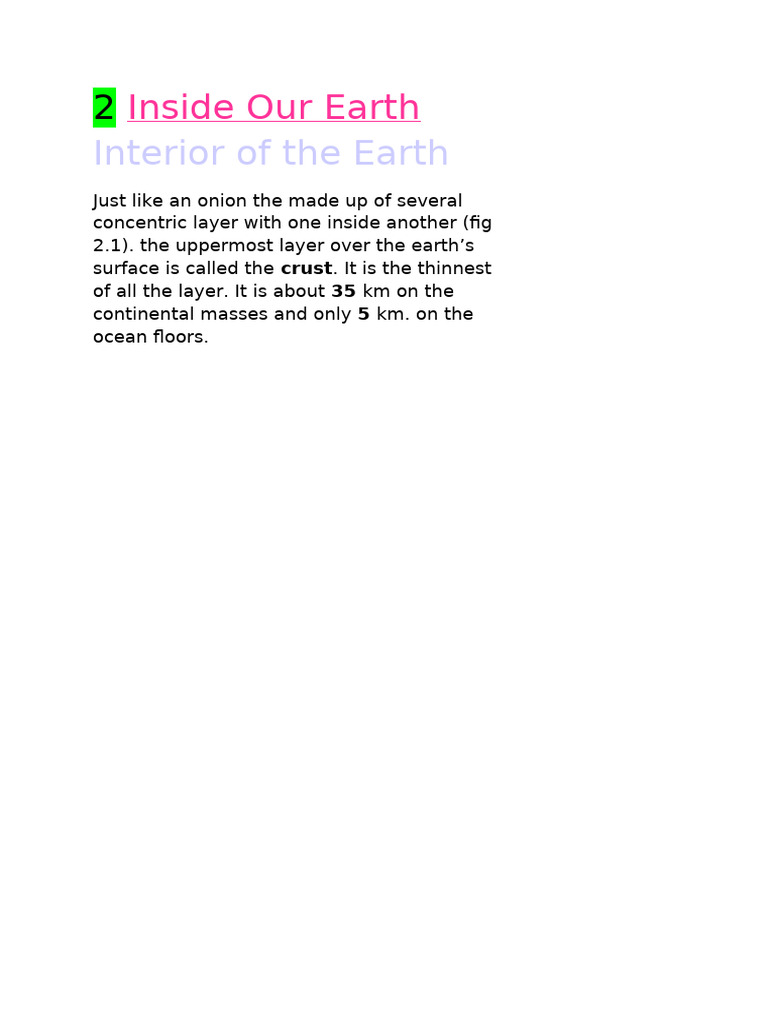 2 Inside Our Earth Interior of The Earth | PDF