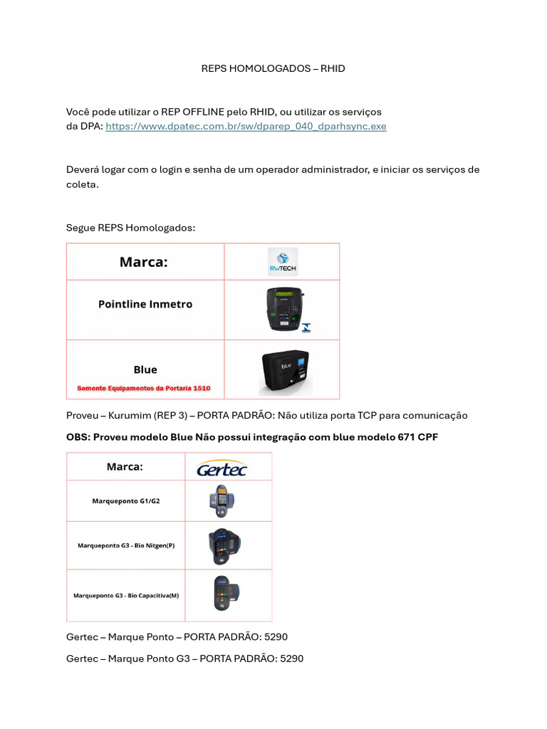 REP's Homologados - RHID | PDF