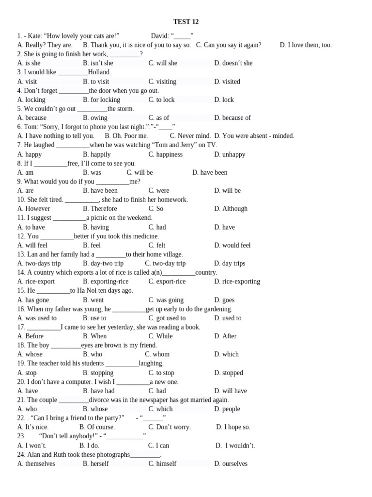 Test 12 | PDF | English Language