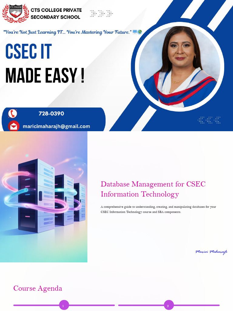 Database Management For CSEC Information Technology Marici Maharajh ...