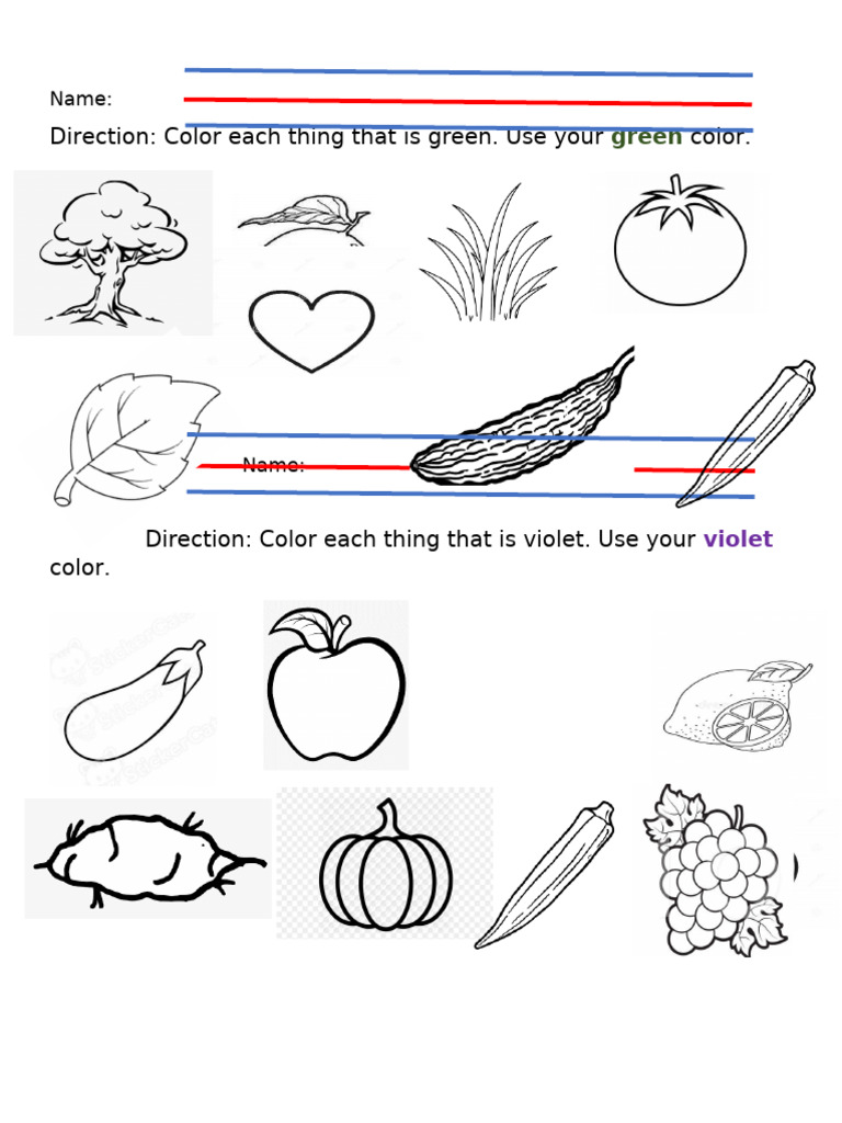 Colors Activity Green and Violet | PDF