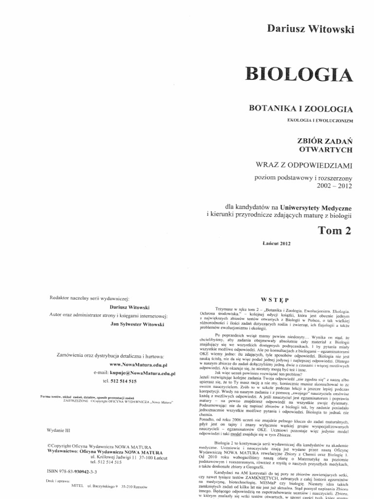 Biologia Tom 2 Dariusz Witkowski PDF Free | PDF