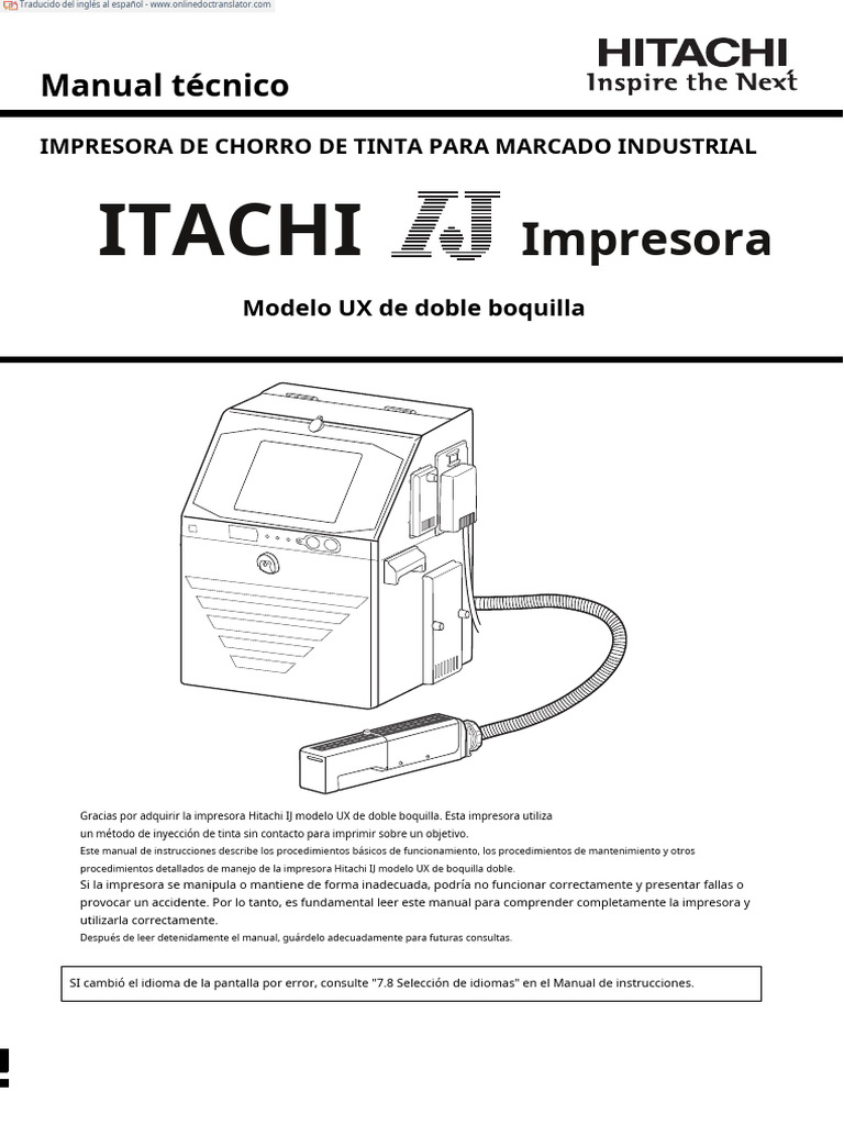 Hitachi Manual 1 A 73.en - Es | PDF | Impresora (Computación) | Tinta