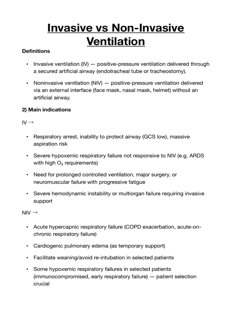 Invasive Vs NIV | PDF | Sleep Apnea | Clinical Medicine