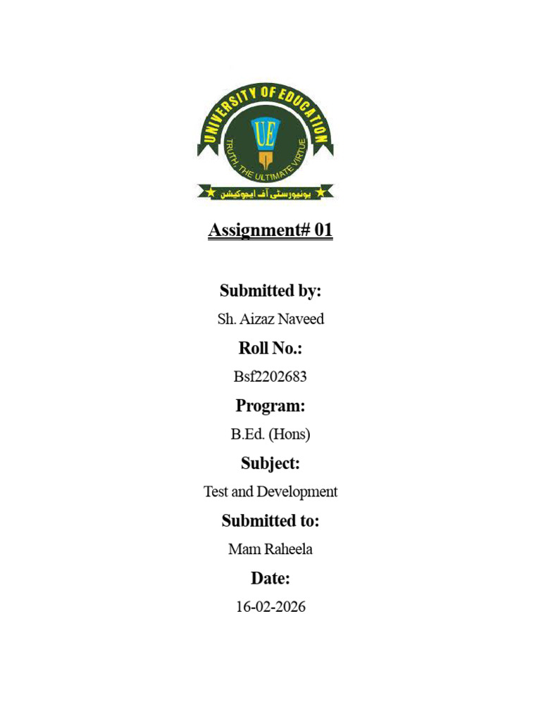 Assignment Test Scores | PDF | Percentage | Cognition