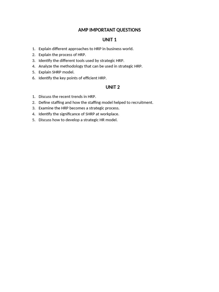 Amp Important Questions | PDF