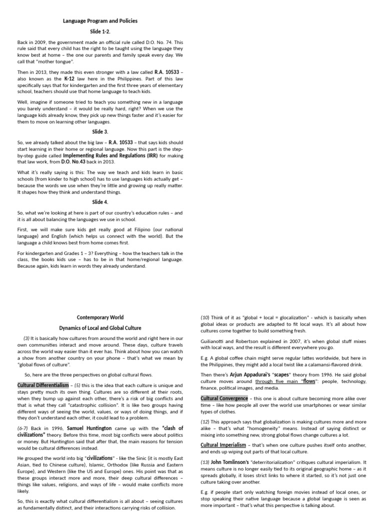 Language Program and Policies | PDF