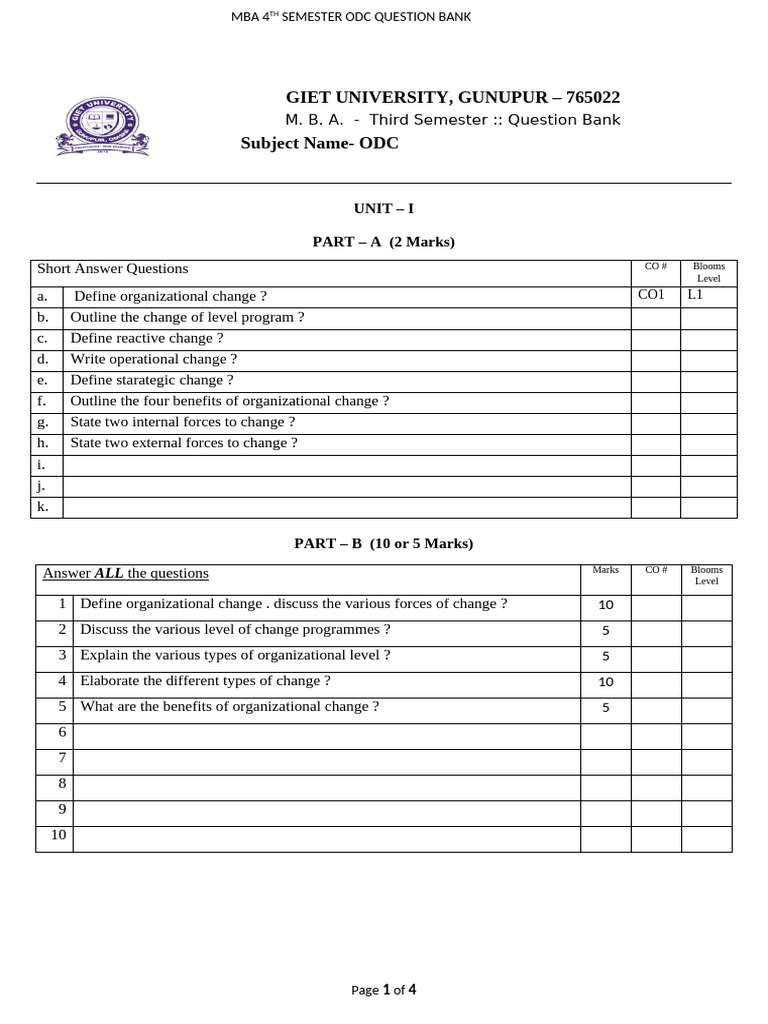Odc (QB) | PDF | Change Management | Organizational Culture