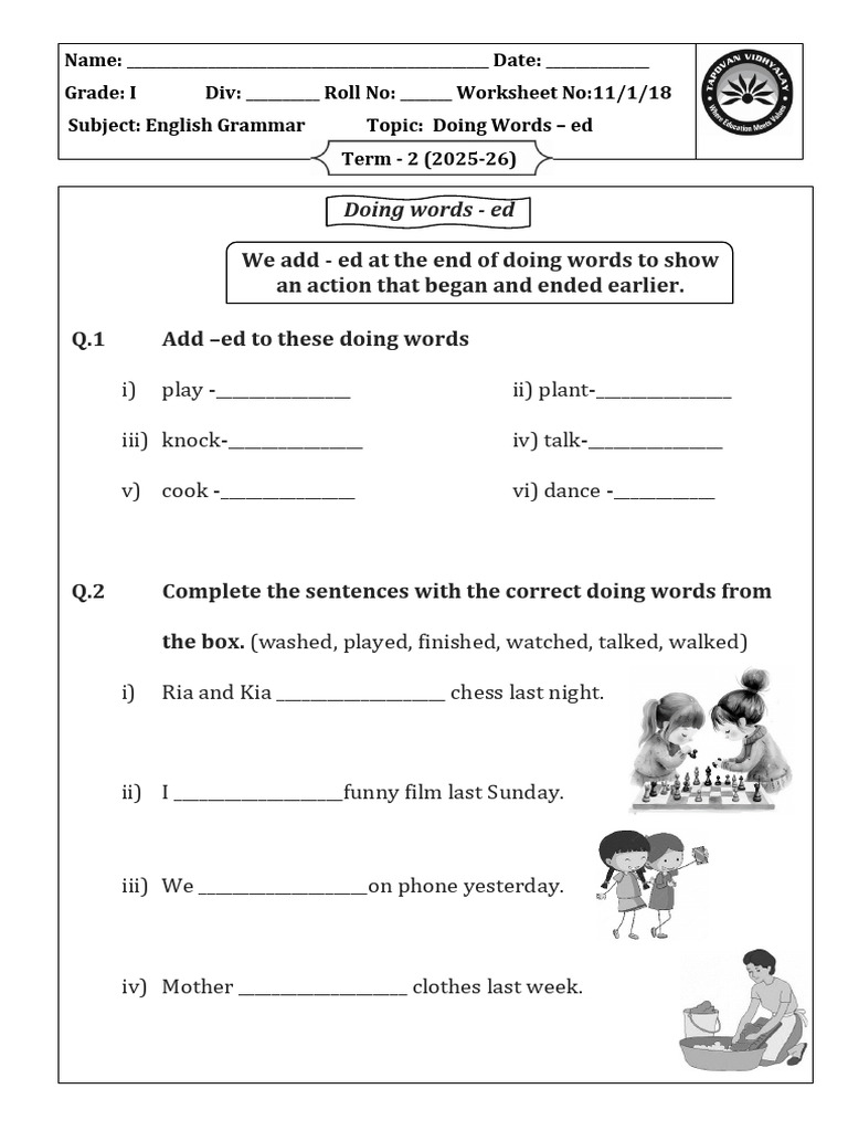 I Eng GR Doing Words With Ed WS Term2 | PDF